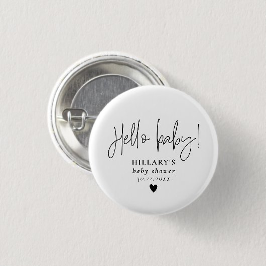Elegant kalligrafie Baby shower Hallo baby Ronde Button 3,2 Cm (Voorkant /achterkant)
