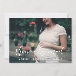 Elegant kalligrafie Baby shower per mail foto Kaart