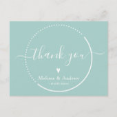 Elegant kalligrafie - Blauwgroen huwelijk bedankt Briefkaart (Voorkant)