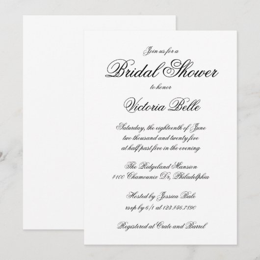 Elegant kalligrafie Formeel Vrijgezellenfeest Kaart (Voorkant / Achterkant)