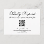 Elegant kalligrafie Formele QR-code bruiloft RSVP Kaartje (Voorkant)
