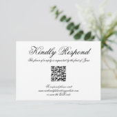 Elegant kalligrafie Formele QR-code bruiloft RSVP Kaartje (Staand voorkant)