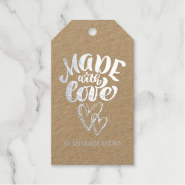 Elegant  kalligrafie gemaakt met liefde cadeaulabels