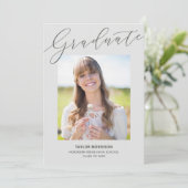 Elegant Kalligrafie Grijs 2025 Foto Afstuderen Kaart (Staand voorkant)