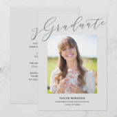 Elegant Kalligrafie Grijs 2025 Foto Afstuderen Kaart (Voorkant / Achterkant)