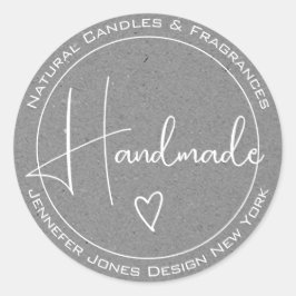 Elegant kalligrafie grijs papier handgemaakte labe ronde sticker