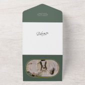 Elegant kalligrafie, groene kerstkaart all in one uitnodiging (Buitenkant)