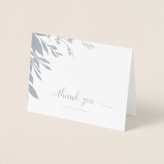 Elegant kalligrafie Hartelijk dank voor de zilvere Folie Kaarten (Voorkant)