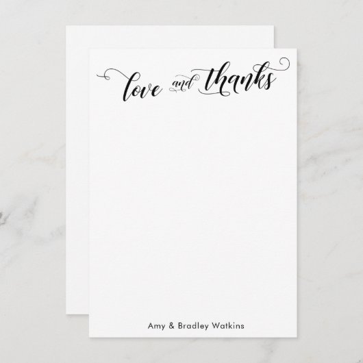 Elegant kalligrafie Hartelijk dank, zwart op wit p Bedankkaart (Voorkant / Achterkant)