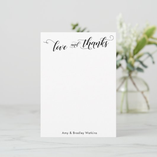 Elegant kalligrafie Hartelijk dank, zwart op wit p Bedankkaart (Staand voorkant)