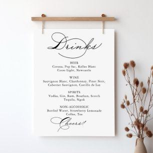 Elegant kalligrafie huwelijksdranken menu bord poster