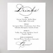 Elegant kalligrafie huwelijksdrankjes menuschild poster (Voorkant)