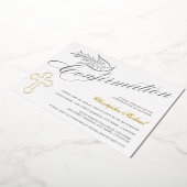 Elegant kalligrafie Kruis- en dove bevestiging Folie Uitnodiging (Gedraaid)