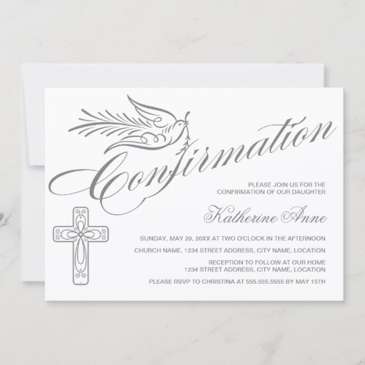 Elegant kalligrafie Kruis- en dove bevestiging Kaart (Voorkant)