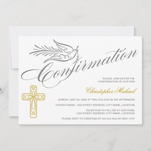 Elegant kalligrafie Kruis- en dove bevestiging Kaart (Voorkant)