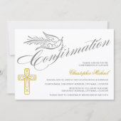 Elegant kalligrafie Kruis- en dove bevestiging Kaart (Voorkant)