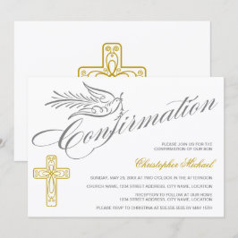 Elegant kalligrafie Kruis- en dove bevestiging Kaart