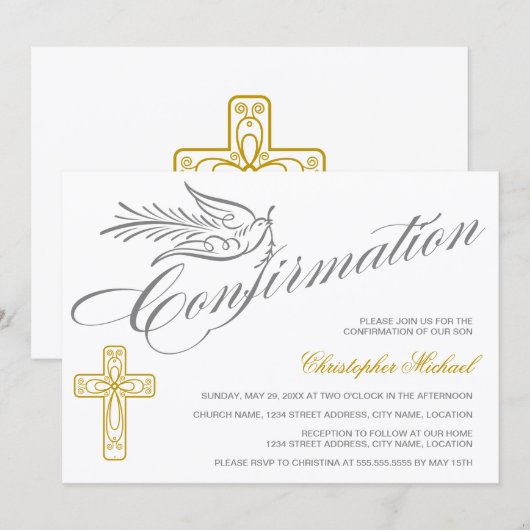 Elegant kalligrafie Kruis- en dove bevestiging Kaart (Voorkant / Achterkant)