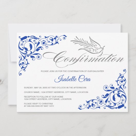 Elegant kalligrafie Kruis- en dove bevestiging Kaart (Voorkant)