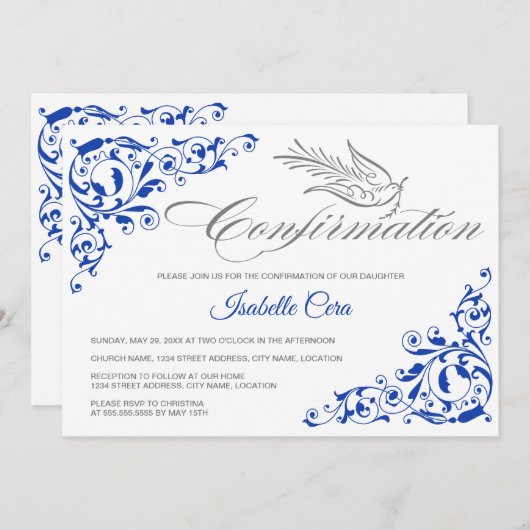 Elegant kalligrafie Kruis- en dove bevestiging Kaart (Voorkant / Achterkant)