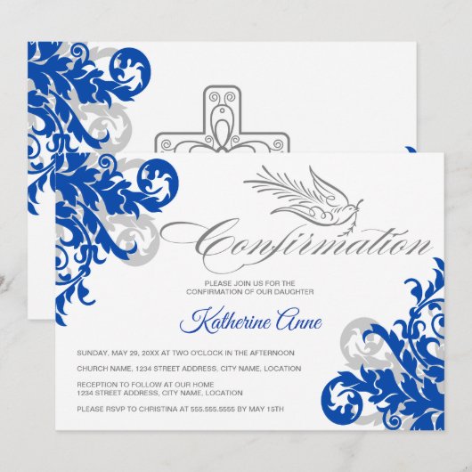 Elegant kalligrafie Kruis- en dove bevestiging Kaart (Voorkant / Achterkant)