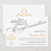 Elegant kalligrafie Kruis- en dove bevestiging Kaart (Voorkant / Achterkant)