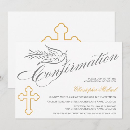 Elegant kalligrafie Kruis- en dove bevestiging Kaart (Voorkant / Achterkant)