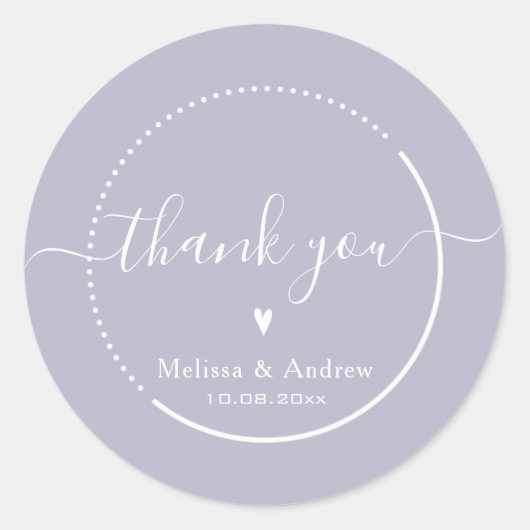 Elegant kalligrafie - Lavender Weddenschap Bedankt Ronde Sticker (Voorkant)