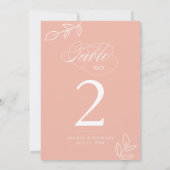 Elegant kalligrafie Melon roze tabelnummer (Achterkant)
