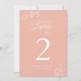 Elegant kalligrafie Melon roze tabelnummer