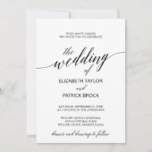 Elegant kalligrafie met Floral Backing Wedding Kaart (Voorkant)