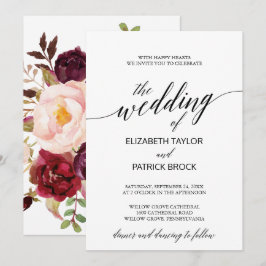 Elegant kalligrafie met Floral Backing Wedding Kaart