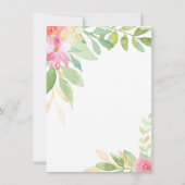 Elegant kalligrafie met roze Waterverf Flowers Bedankkaart (Achterkant)