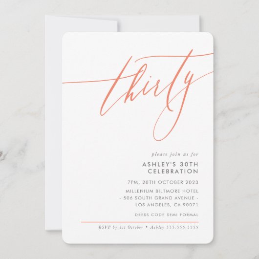 ELEGANT Kalligrafie minimaal 30e partij koraal Kaart (Voorkant)