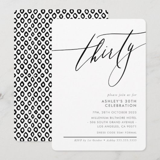 ELEGANT Kalligrafie minimaal 30e partij zwart Kaart (Voorkant / Achterkant)