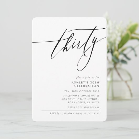 ELEGANT Kalligrafie minimaal 30e partij zwart Kaart (Staand voorkant)