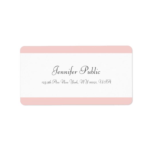 Elegant kalligrafie Moderne, eenvoudige Blush Pink Etiket (Voorkant)
