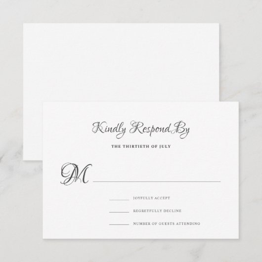 Elegant  kalligrafie officiële bruiloft RSVP kaartje (Voorkant / Achterkant)