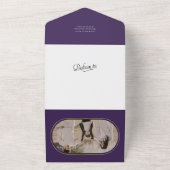 Elegant kalligrafie paarse kerstkaart all in one uitnodiging (Buitenkant)