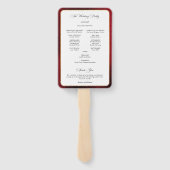 Elegant kalligrafie rood en gouden trouwprogramma handwaaier (Achterkant)