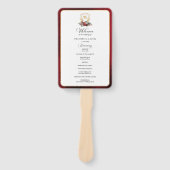 Elegant kalligrafie rood en gouden trouwprogramma handwaaier (Voorkant)