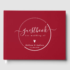Elegant kalligrafie - Rood huwelijk met karmijn Gastenboek