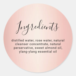 Elegant kalligrafie Roos Gold Ingredient List Ronde Sticker