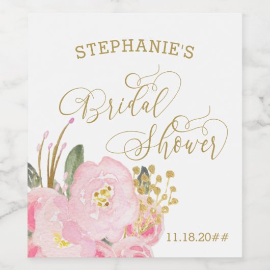 Elegant kalligrafie Roze Vrijgezellenfeest van gou Wijn Etiket (Enkel label)