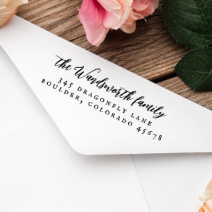 Elegant  kalligrafie rustiek retouradres rubberstempel