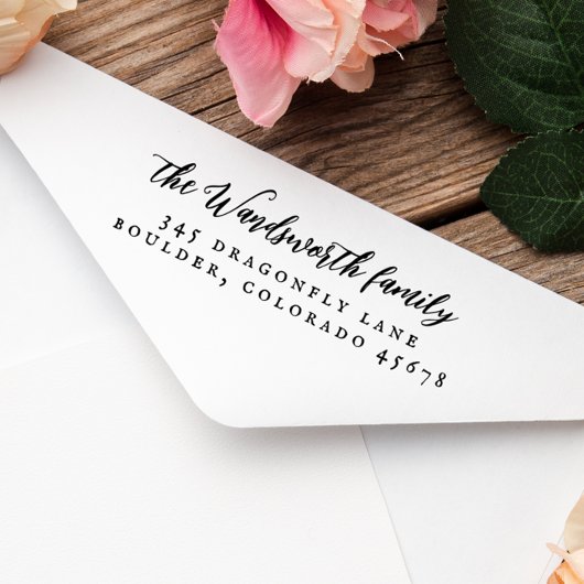 Elegant  kalligrafie rustiek retouradres rubberstempel