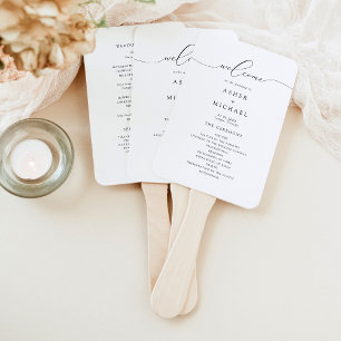 Elegant kalligrafie schrift huwelijksprogramma handwaaier