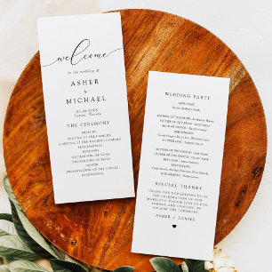 Elegant kalligrafie schrift huwelijksprogramma menu