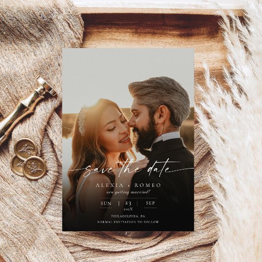 Elegant kalligrafie schrift trouwmonogram save the date