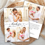 Elegant kalligrafie Script 3 Foto Collage Bruiloft Bedankkaart<br><div class="desc">Moderne elegante kalligrafie bruiloft 3 foto collage dank u kaart. Stijlvolle bruiloft dank u kaart sjabloon met drie (3) foto op de voorkant en een (1) foto op de achterkant. Met de tekst "dank u" in een wervelende cursieve met de hand geletterde kalligrafie of typografie script lettertype in zwart op...</div>